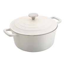 Commichef XR-724CR 24cm Cast Aluminium Round Casserole Dish, Suitable for Oven and All Types of Hob, Perfect for Stews and Casseroles, Cream