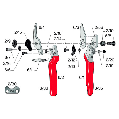 Felco Felco FEL6 Model 6 Compact Secateurs, Red 2