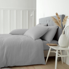 Catherine Lansfield Brushed Cotton Super King Duvet Cover Set with Pillowcases Grey