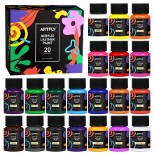 ARTFLY Acrylic Leather Paint Set, 20 Colors x 30ml Acrylic Leather Dye Kit Perfect for Shoes, Sneakers, Jackets, Leather Sofa, and Car Seat