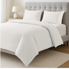 Lane Linen 100% Cotton Double Duvet Cover Set White - Pre-Washed, Eco-Friendly, Percale Weave Bedding - Lightweight