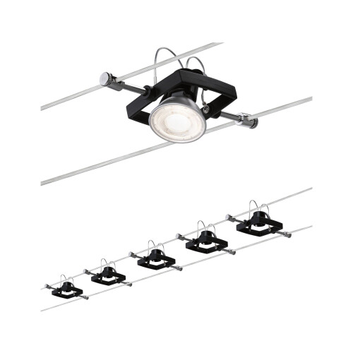 Paulmann 94290 Mac II System Rectangular max. 5x10 watts Ceiling Black matt lamp Metal, Plastic Wire Cable GU5.3 | 5er-Set 1