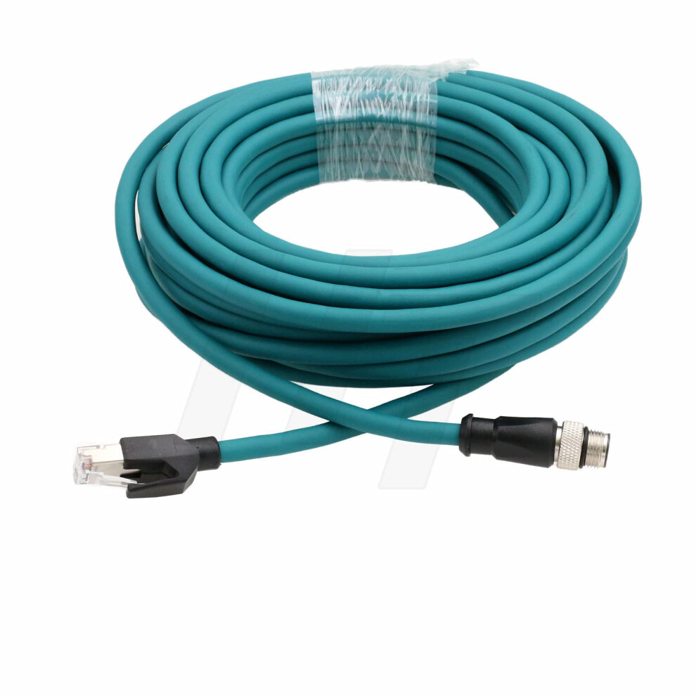 Hangton Industrial M12 4 Pin D-Coded Rj45 Ethernet Network Cable For Cognex Sick Encoder Sensor Rfid Profinet Network Rail Cctv Control Led Power 10M 5051227740953