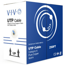 VIVO Blue 250ft Bulk Cat6, Full Copper Ethernet Cable, 23 AWG, UTP Pull Box, Cat-6 Wire, Indoor, Network Installations CABLE-V016