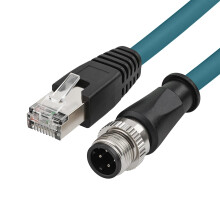 ZBLZGP M12 4 Position D-Coded Male to RJ45 Cat5e Ethernet Waterproof Cable Industrial Field-wireable Machinery Sensor Camera (5M)