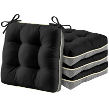 AS AWESLING 4 Pack Garden Chair Cushions with Ties - Soft Wipeable Oxford Cover & Plush Shredded Foam for Patio, Dining Chairs, Indoor Outdoor Use