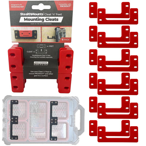 StealthMounts Milwaukee Packout Mounting Cleats 12 Pack | Red ABS Plastic Wall Mount Cleats
