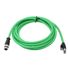HangTon Ethernet Cable for Sick Keyence Datalogic Omron Vision Sensor System, M12 4 Pin D-Coded to RJ45 Cat5e Network 5m Green