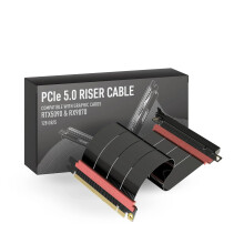 LINKUP - AVA5 PCIE 5.0 Riser Cable | RTX5090 RX9070 GPU Ready | x16 128GB/s Speed | Compatible with PCIe 4.0 & WRX80/WRX90E | Straight, Black 30cm