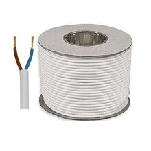 White 3182Y 2 Core 1mm 10 Amp PVC Flexible Cable Cut To Length Flex (50 Meters)