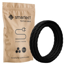 smartect Braided Cable twisted, Black, 10 Metres 3 Core Electrical Cable (3 x 0.75mm²) Vintage Fabric Electrical Wire for your DIY project