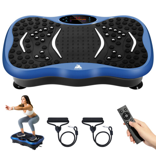 EVOLAND Vibration Plate Exercise Machine, Vibration Fitness Trainer with Bluetooth Speaker 5 Program Modes 2 Resistance Bands