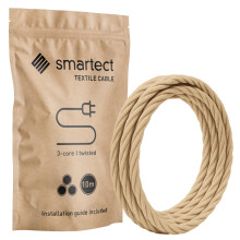 smartect Braided Cable twisted, Light Brown, 10 Metres 3 Core Electrical Cable (3 x 0.75mm²) Vintage Fabric Electrical Wire for your DIY project