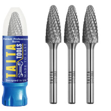 Carbide Burr 1/4" Shank, SF-5 Tungsten Double Cut Rotary Die Grinder Bits - Cutting Burrs for Milwaukee, Dewalt and Makita Die Grinder Accessories