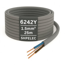 SHPELEC 6242YH Twin and Earth Cable - 1.5mm 25m | Electrical Mains Socket Ring Wire BASEC Approved - Multiple Lengths