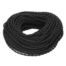 PATIKIL 200 ft Twisted Cloth Covered Wire, UL Listed 18AWG 2-Conductor Vintage Cloth Covered Lamp Cord Replacement Cord for Pendant Light Bulb