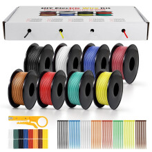 22 AWG 0.3mm² Silicone Electrical Wire Set in 8 Colors, 15m/49.2ft per Roll, 22 Gauge Stranded Wire Spool, Flexible Tinned Copper Cable for DIY
