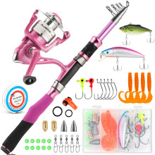 PLUSINNO Ladies Pink Telescopic Fishing Rod and Reel