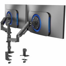 VIVO Dual Arm Mount for 17 to 32 inch Screens - Pneumatic Height Adjustment, Full Articulating Tilt, Swivel