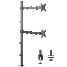 VIVO Extra Tall Vertically Stacked Dual Monitor Desk Mount Stand with 39 inch Stand-up Pole, Fully Adjustable Extended Arms
