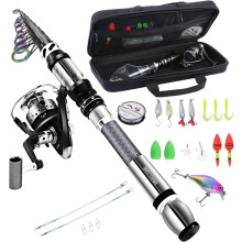 BNTTEAM Portable Fishing Spinning Rod and Reel Combo set Carbon Fiber Fluorescent Rod Tip