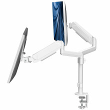 VIVO Dual Monitor Arm Mount for 17 to 32 inch Screens - Pneumatic Height Adjustment, Full Articulating Tilt, Swivel