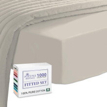 Pizuna Luxurious Cotton Emperor Size Fitted Sheets Simply Taupe, 1000 Thread Count 100% Long Staple Cotton Emperor Fitted Sheets 200x200cm