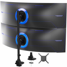 VIVO Dual Vertically Stacked Ultra-Wide Monitor Desk Mount for up to 57 inch Screens, Heavy Duty Adjustable Stand for 2 Ultrawides, 59.4 lbs Capacity