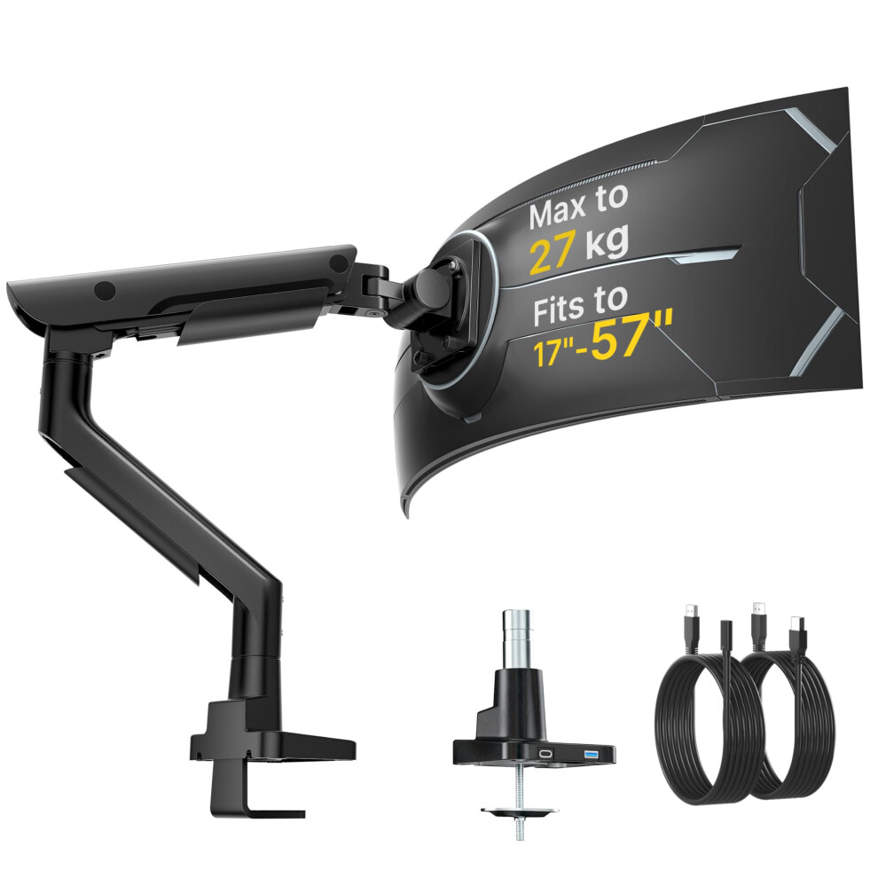 Montek Monitor Arm With Usb 3.0 A/C For 17Â57Â Screen Up To 27Kg, Black 5051227814425