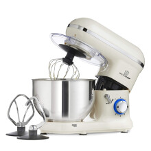MisterChef PRO Electric Kitchen Food Stand Mixer, Big Bowl, Eggbeater, Dough Hook & Stainless Steel Whisk 5.5L Stainless Steel Bowl, Cream