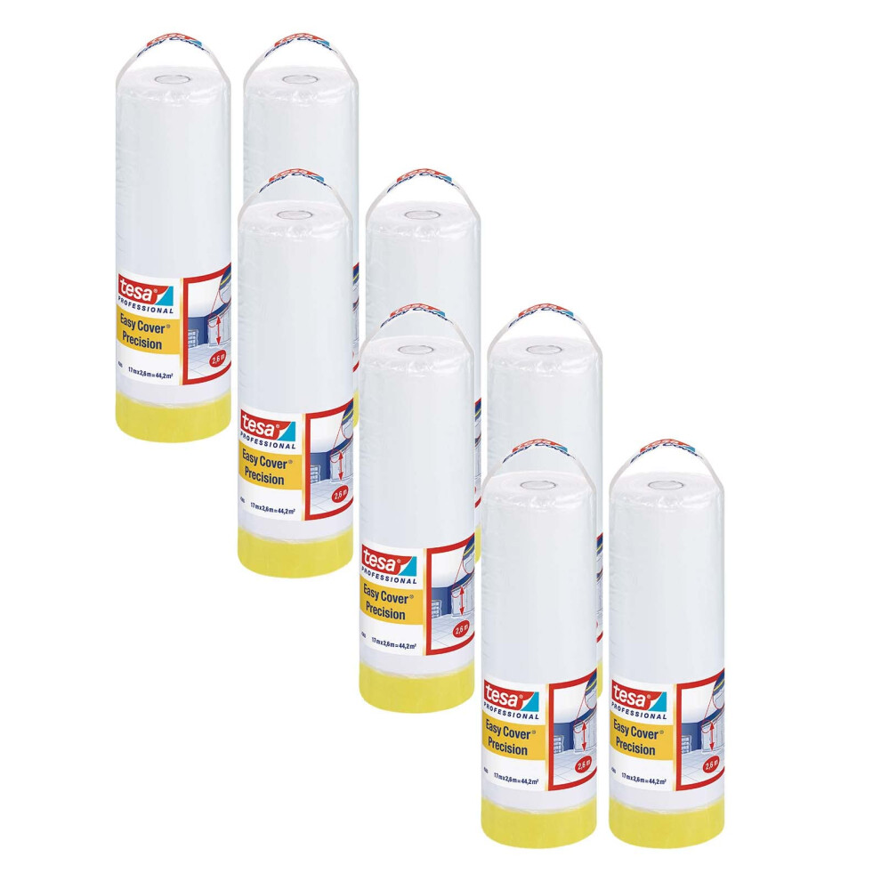 Tesa Easy Cover 4365 Precision - Pack Of 8 - Painter's Film With Painter's Tape For Masking And Covering During Painting 5051227819024