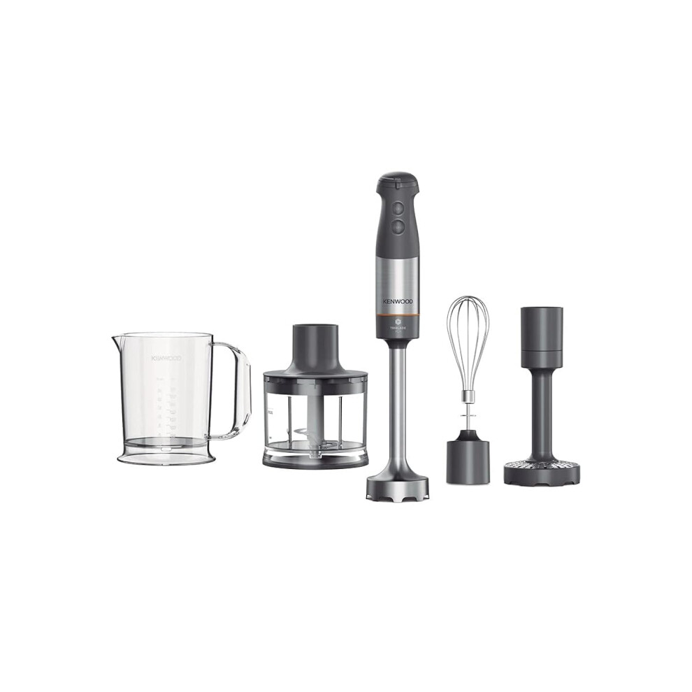Kenwood Triblade Xl Hand Blender, Mixer With Anti-Splash, Chopper 500Ml, Metal Whisk And Masher Attachment And Bpa-Free Plastic Beaker, Hbm60.307gy