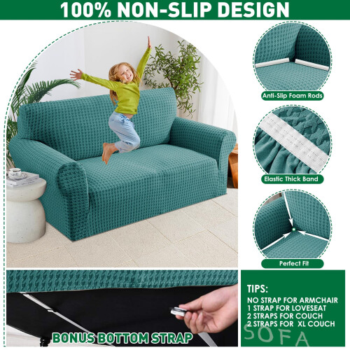 MAXIJIN Stretch 2 Seater Couch Cover Sofa Covers 2