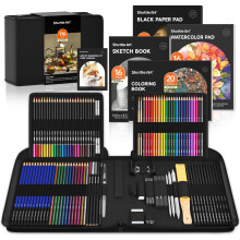116 Pack Sketching and Drawing Pencils Set, Shuttle Art Sketch Pencil Set with 4 Pads, Graphite in Zipper Case, Colouring for Artist Sketching