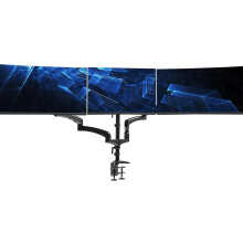 VIVO Triple Monitor Height Adjustable Desk Mount, 2 Pneumatic Arms, 1 Fixed, Counterbalance Stand, 17.6 lbs Weight Capacity per Screen