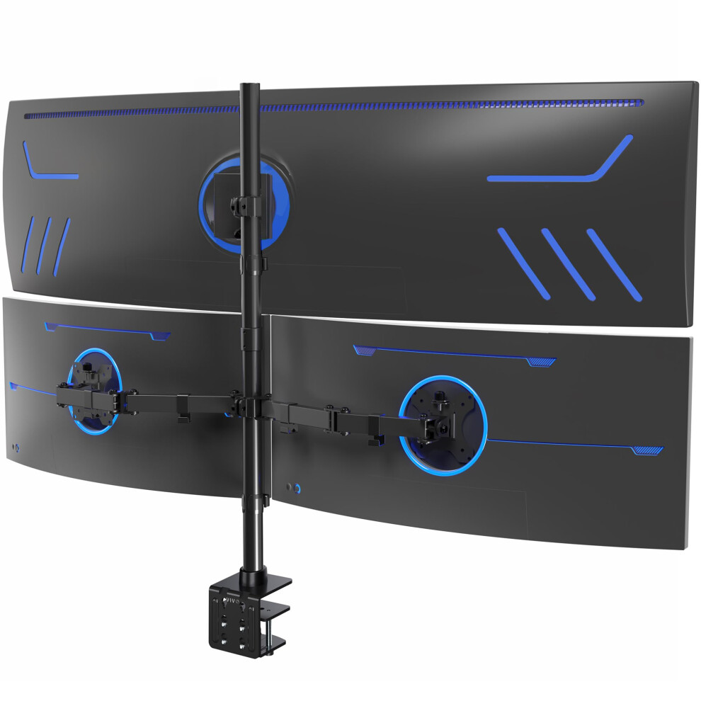 Vivo Triple Monitor Extra Tall Desk Mount For Up To 49 Inch Ultrawides On Center Bracket And 27 Inch Screens On Side Brackets, Holds Up To 44 Lbs