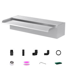 LONGRUNNEW 60cm Stainless Steel Pond Waterfall Blade Set,12.2cm wide stainless steel pond fountain with accessories