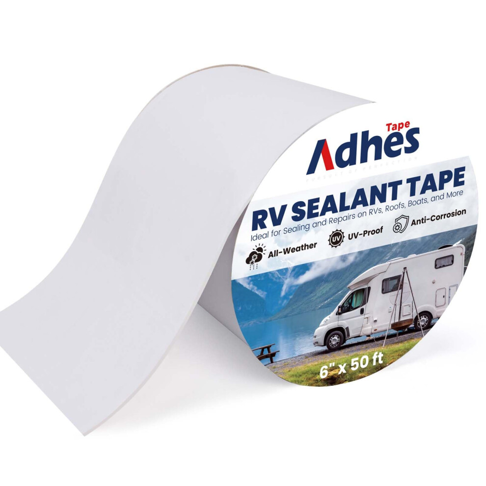 Adhes Rv Repair Tape, 150Mm X 15M White Caravan Sealant Tape, Butyl Rubber, For Rv Motorhome Roof, Window, Boat Sealing, Truck And Camper Roof Leaks 5051227818980