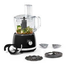 Tefal Black Collection All-In-One Food Processor, 2.4L Bowl, 13 Functions, 2 speeds, 4 Accessories Slicing, Grating, Chopping, Kneading, Black, 500W