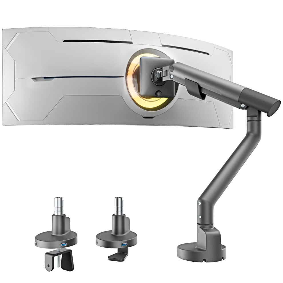 Montek Single Monitor Desk Mount Arm With 2-Port Usb 3 Hub, Dark/Grey 5051227816610