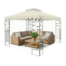 Mingfuxin 3x3M Gazebo Top Cover Replacement, 10FT 2 Tier Heavy Duty Waterproof UV Resistant Patio Canopy Tent Roof Cover with Mosquito Net