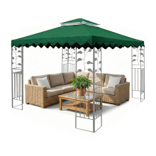 Mingfuxin 3x3M Gazebo Top Cover Replacement, 10FT 2 Tier Heavy Duty Waterproof UV Resistant Patio Canopy Tent Roof Cover with Mosquito Net