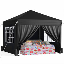 Driftalia Pop Up Gazebo with Sides 3m x 3m, Easy Setup Waterproof Gazebo with Carry Bag and Sandbags for Parties, Festivals, Outdoor Activities