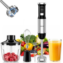 YASHE Hand Blender Set 1000W, 4-in-1 Immersion Blender with Whisk, Milk Frother, 500ml Chopper Bowl & 600ml Beaker