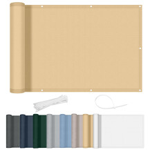 AXT SHADE Balcony Privacy Screen 90x600cm Waterproof Balcony Cover Wind and UV Protection with Cable Ties for Outdoor Terrace-Sand