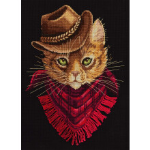 PANNA - Counted Cross Stitch Kit - Tom. Outlaw - J-7173-16 Count - Aida Black - 10.24 x 8.27 inch - DIY kit
