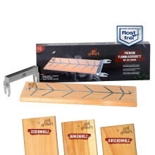 grillart Premium Flame Salmon Board with Holder (Birch Wood) - Stainless Steel Flame Cooking Board - Heat-shielding and Rotatable Holder