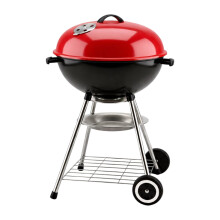 Ved Compact Essential Kettle Charcoal Barbecue, 43 cm BBQ Outdoor Grill with Wheels, Cover & Stand, Adjustable Vent