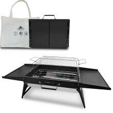 Charmline 47 x 34 cm Large Foldable Portable Charcoal BBQ Grill, Camping BBQ Grill for 3–5 People, Ideal for Camping, Garden, Beach