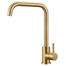 Hapilife Brushed Gold Kitchen Sink Mixer Tap Single Lever Kitchen Tap in Gold 360 Swivel Monobloc Mixer Taps 1 Hole Square Sink Taps Modern Faucet